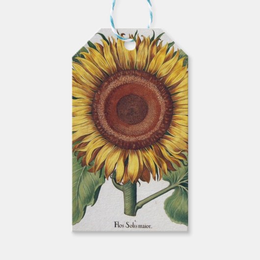 Sonnenblumen Vintag Damask Blume Art Geschenkanhänger (Vorderseite)