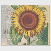 Sonnenblumen Vintag Damask Blume Art Geschenkpapier (Flach)