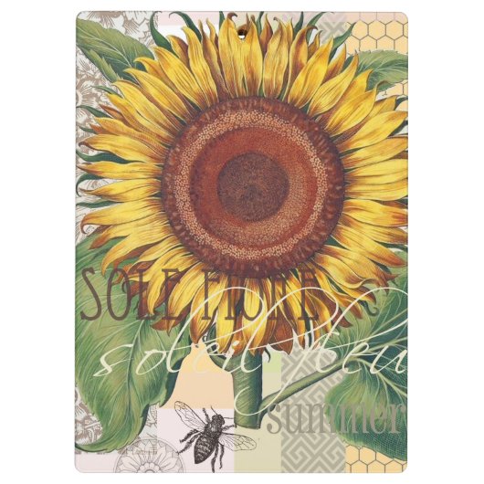 Sonnenblumen Vintag Damask Blume Art Klemmbrett (Rückseite)