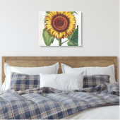 Sonnenblumen Vintag Damask Blume Art Leinwanddruck (Insitu (Schlafzimmer))