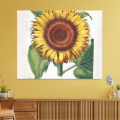 Sonnenblumen Vintag Damask Blume Art Leinwanddruck (Insitu (Wohnzimmer))