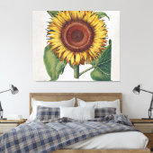 Sonnenblumen Vintag Damask Blume Art Leinwanddruck (Insitu (Schlafzimmer))