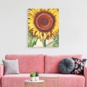 Sonnenblumen Vintag Damask Blume Art Leinwanddruck (Insitu (Wohnzimmer))