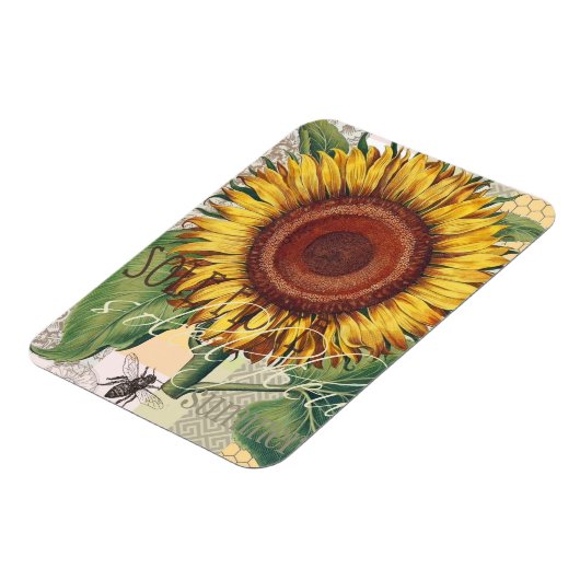Sonnenblumen Vintag Damask Blume Art Magnet (Linke Seite)
