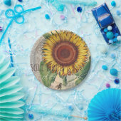 Sonnenblumen Vintag Damask Blume Art Pappteller (Party)
