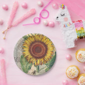 Sonnenblumen Vintag Damask Blume Art Pappteller (Party)