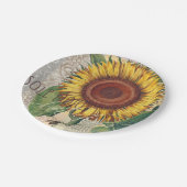 Sonnenblumen Vintag Damask Blume Art Pappteller (Schrägansicht)