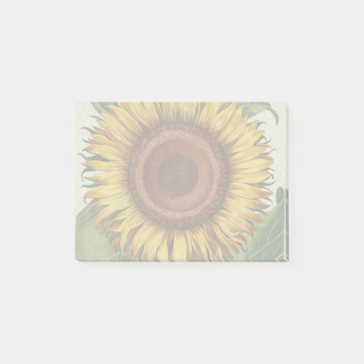 Sonnenblumen Vintag Damask Blume Art Post-it Klebezettel (Vorderseite)