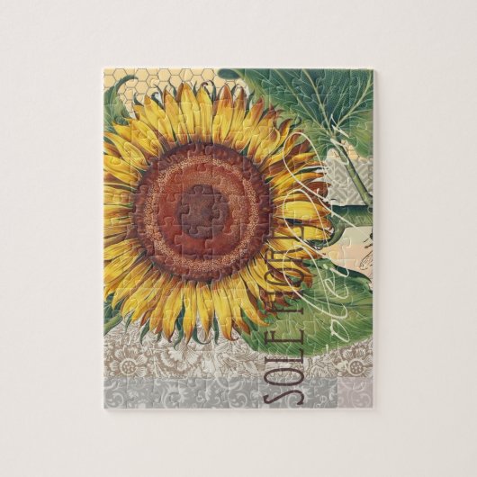 Sonnenblumen Vintag Damask Blume Art Puzzle (Vertikal)