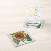 Sonnenblumen Vintag Damask Blume Art Rechteckiger Pappuntersetzer (Vor Ort)