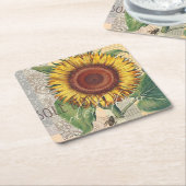 Sonnenblumen Vintag Damask Blume Art Rechteckiger Pappuntersetzer (angewinkelt)
