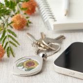 Sonnenblumen Vintag Damask Blume Art Schlüsselanhänger (Seite)