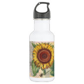 Sonnenblumen Vintag Damask Blume Art Trinkflasche (Vorderseite)