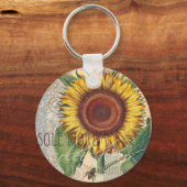 Sonnenblumen Vintag Damask Blume Muster Art Schlüsselanhänger (Vorderseite)