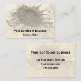 Sonnenblumen Vintag Rustikale Sepia Visitenkarte