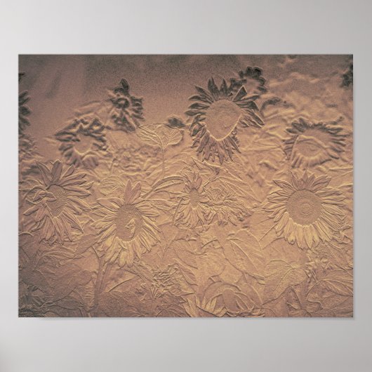 Sonnenblumen Vintag Sepia Blumen Chic Antique Poster (Vorne)