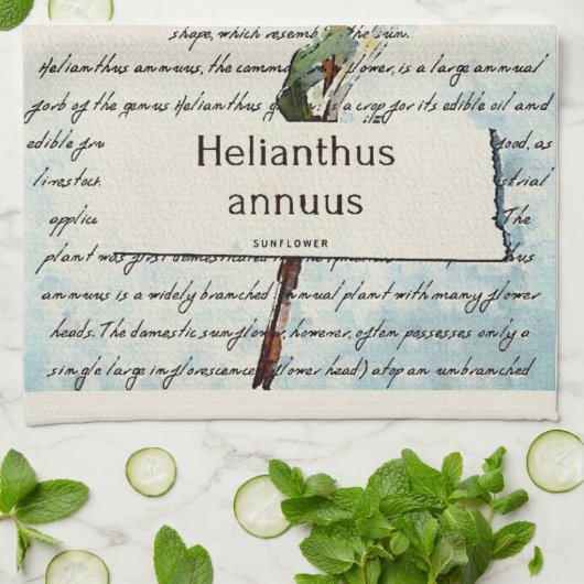 Sonnenblumen Vintage Aquarellmalerei Geschirrtuch (Gefaltet)