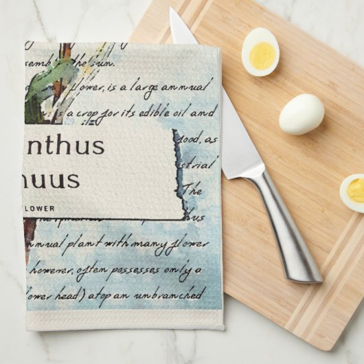 Sonnenblumen Vintage Aquarellmalerei Geschirrtuch (Viertel Falte)