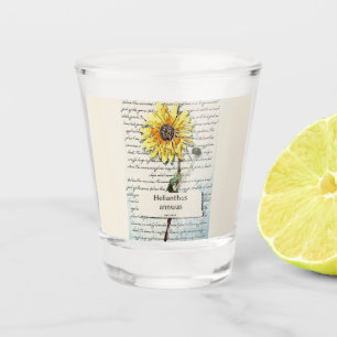 Sonnenblumen Vintage Aquarellmalerei Schnapsglas