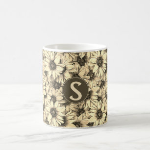 Sonnenblumen-Vintage-Charm-Sepia-Ton-Tasse Kaffeetasse
