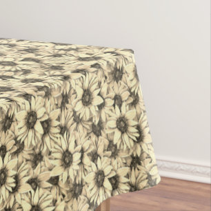 Sonnenblumen-Vintage-Charme-Sepia-Ton-Tischdecke Tischdecke