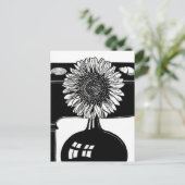 Sonnenblumen - Vintage Schwarz-Weiß-Kunst Postkarte (Stehend Vorderseite)