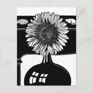 Sonnenblumen - Vintage Schwarz-Weiß-Kunst Postkarte