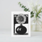 Sonnenblumen - Vintage Schwarz-Weiß-Kunst Postkarte (Stehend Vorderseite)