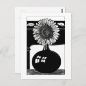Sonnenblumen - Vintage Schwarz-Weiß-Kunst Postkarte (Vorne/Hinten)