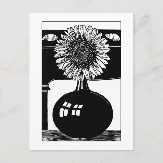 Sonnenblumen - Vintage Schwarz-Weiß-Kunst Postkarte (Vorderseite)
