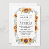 Sonnenblumen Vintage Wasserfarben Hochzeitseinladu Einladung (Vorne/Hinten)