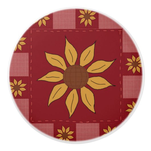 Sonnenblumen Vintager Steppdecke-Blick Keramikknauf (Vorderseite)