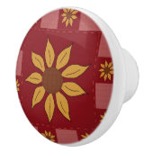 Sonnenblumen Vintager Steppdecke-Blick Keramikknauf (Rechts)