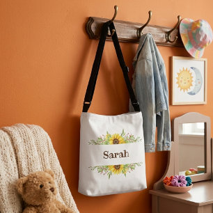 Sonnenblumen Vintages Design personalisierte niedl Tragetaschen Mit Langen Trägern