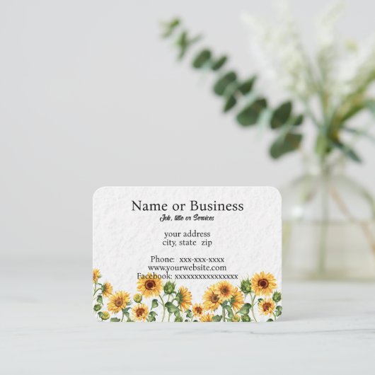 Sonnenblumen Visitenkarte (Stehend Vorderseite)