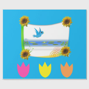 Sonnenblumen Vogel Geschenkpapier