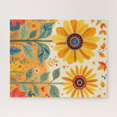Sonnenblumen-Volkskunst-Puzzle Puzzle (Horizontal)