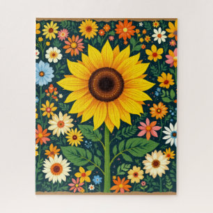 Sonnenblumen-Volkskunst-Puzzle Puzzle