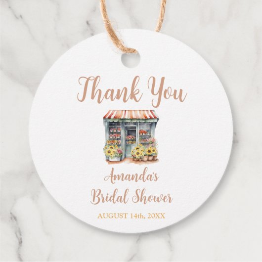 Sonnenblumen vom Markt Brautparty Vielen Dank Geschenkanhänger (Rückseite)