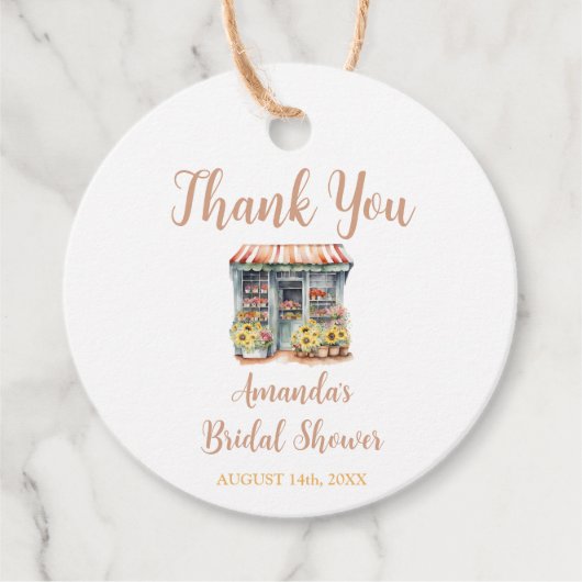 Sonnenblumen vom Markt Brautparty Vielen Dank Geschenkanhänger (Vorderseite)