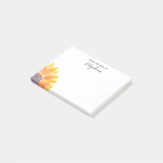 Sonnenblumen vom Schreibtisch aus Post-it Klebezettel (angewinkelt)