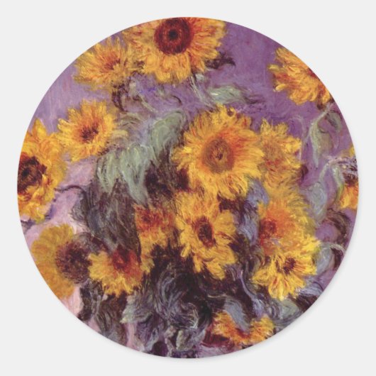 Sonnenblumen von Claude Monet Runder Aufkleber (Vorderseite)