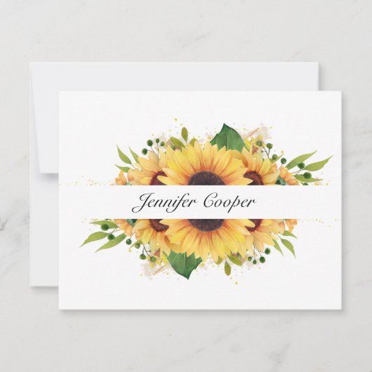 Sonnenblumen von Ihrem Schreibtisch eine persönlic Mitteilungskarte (Vorderseite)