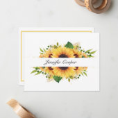 Sonnenblumen von Ihrem Schreibtisch eine persönlic Mitteilungskarte (Vorderseite/Rückseite Beispiel)