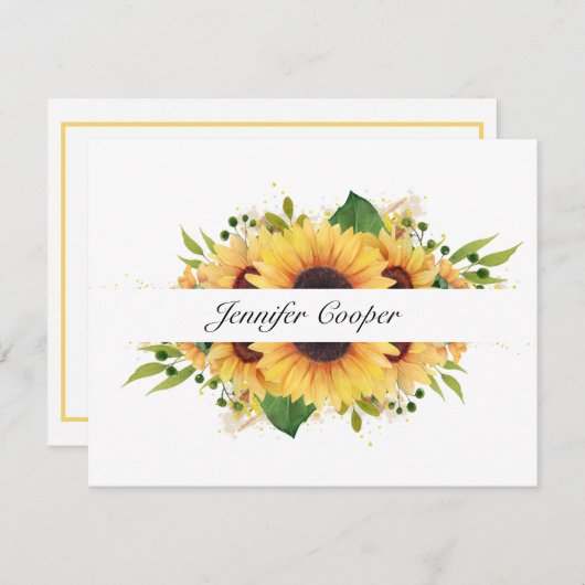 Sonnenblumen von Ihrem Schreibtisch eine persönlic Mitteilungskarte (Vorne/Hinten)