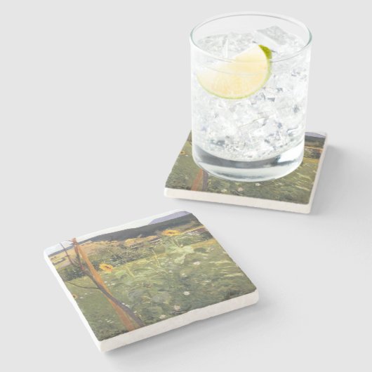 Sonnenblumen (von Jacek Malczewski) Steinuntersetzer (Seitenansicht)