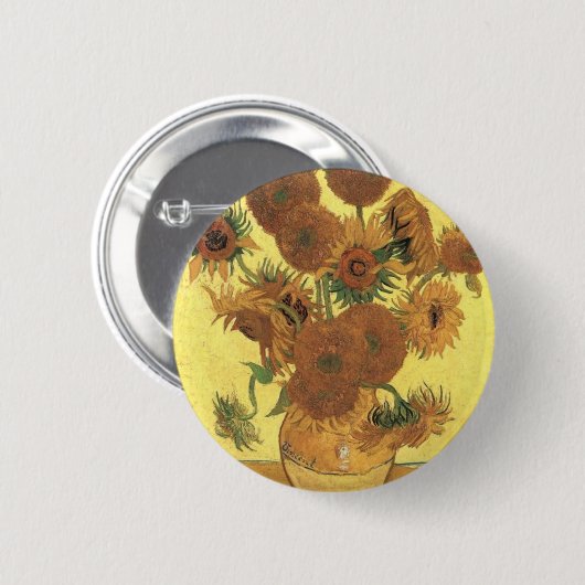 Sonnenblumen von Van Gogh Button (Vorne & Hinten)