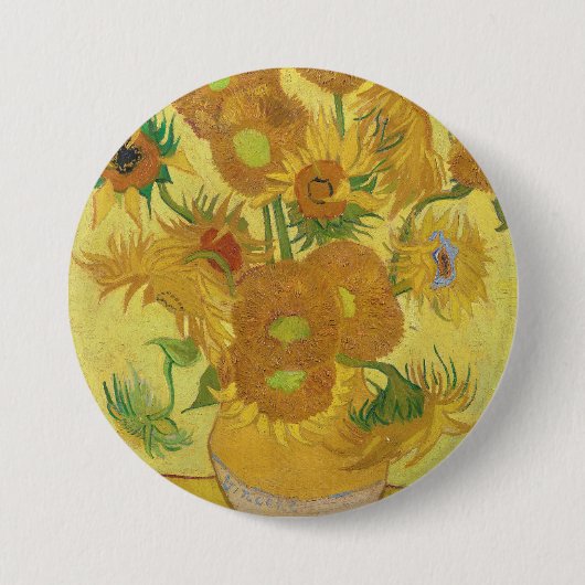 Sonnenblumen von Van Gogh Button (Vorderseite)