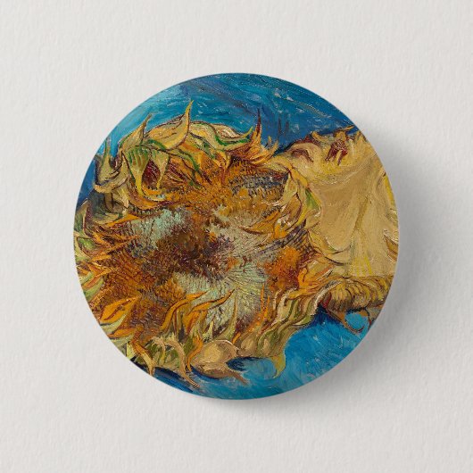 Sonnenblumen von Van Gogh Gemälde Art Button (Vorderseite)