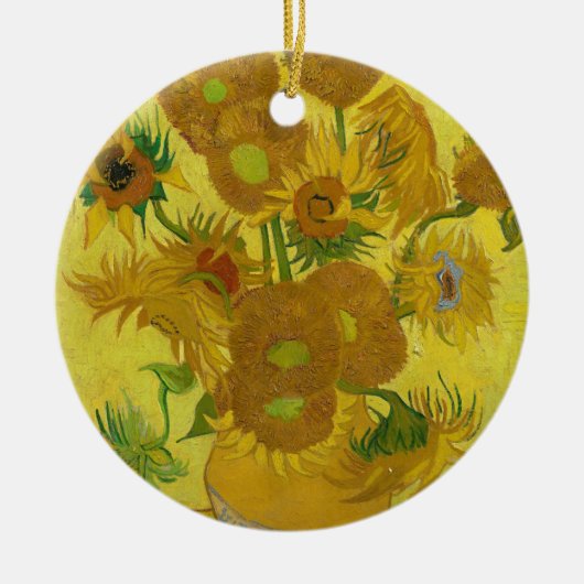 Sonnenblumen von Van Gogh Gemälde Art Keramik Ornament (Vorne)